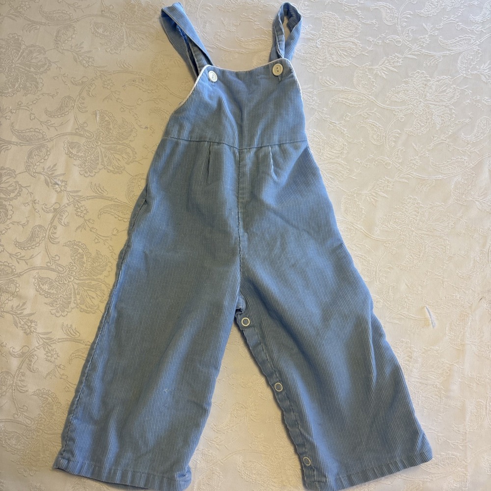 Vintage 70s Children Toddler Animal Crackers Light Blue Corduroy‎ Overalls